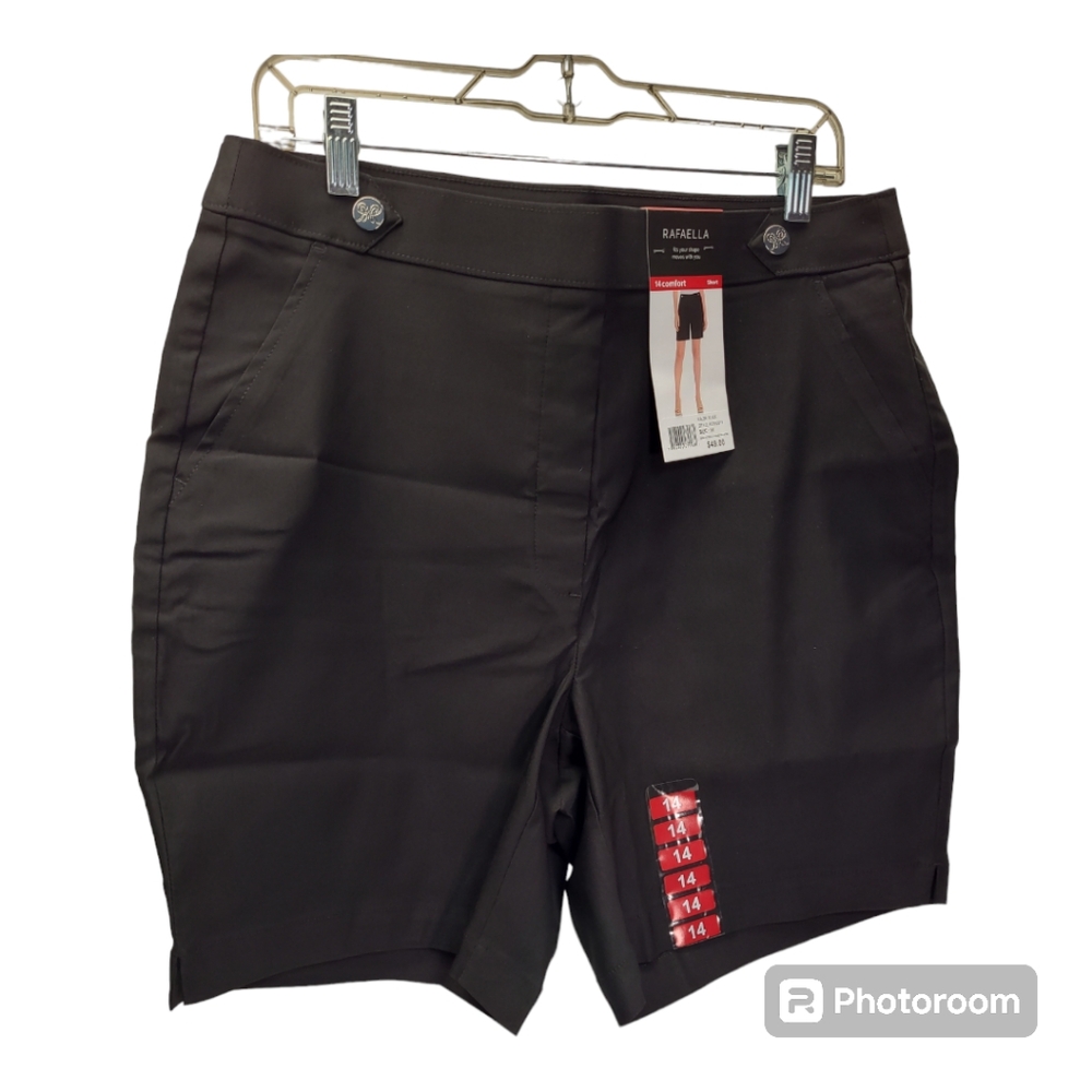Rafaella Ladies Stretch Bermuda Black Shorts Size 14 New